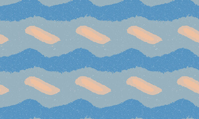 Seamless hand-drawn pattern with abstract waves and brush strokes