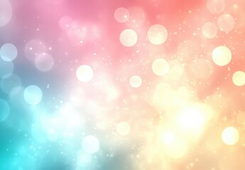 Obraz premium Soft pastel bokeh background with glowing light circles and sparkles blending pink, blue, and yellow hues creating a dreamy and calming ambiance