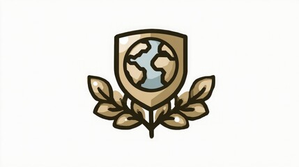 Obraz premium Global recognition award emblem with laurel wreath symbolizing achievement and international prestige for business success and corporate excellence