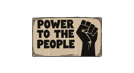 sticker-style hand drawn protest sign element isolated on white background
