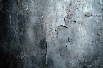 Obraz premium close-up of textured cracked dark gray and black weathered wall surface with peeling layers and rough uneven patches