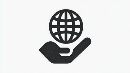 Hand gently cradling a globe icon symbolizing global care, sustainability, and international business opportunities for a better future.