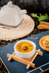 Chrysanthemum Flower Tea Elegant Brewing Scene