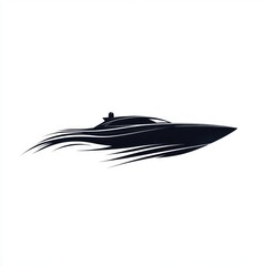 sleek speedboat silhouette with dynamic lines suggesting fast motion on water
