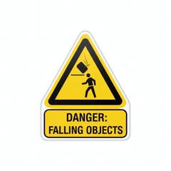 Caution Sign: Falling Objects Alert Symbol in Yellow and Black - Enhance Workplace Safety with Clear Warning Signs and Improve Hazard Communication Today
