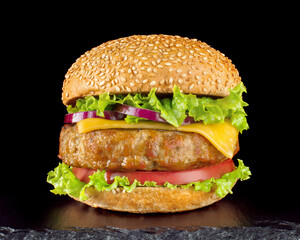 Beef Burger Delicious Fast Food Close Up