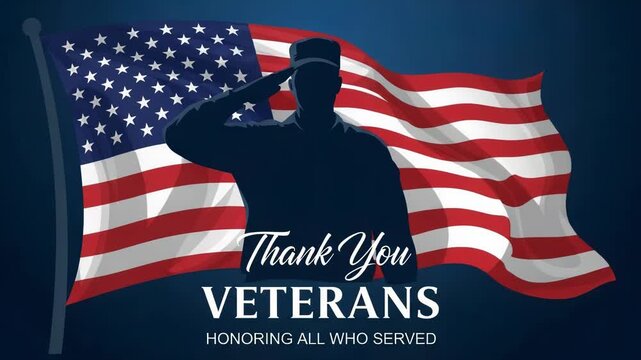 Thank you veterans honoring all who served with american flag - Powered by Adobe