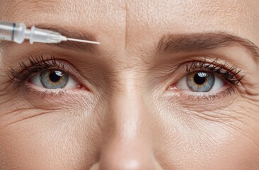 Woman receiving Botox to enhance facial appearance, reflecting modern beauty trends. Medical expertise and beauty treatments for a flawless look.