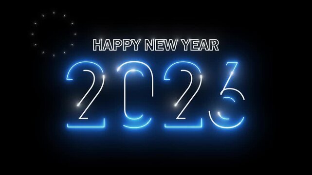 2026 Happy new year 2026 neon animated background greetings happy new year welcome 2026 fireworks neon blue purple text 4k looping