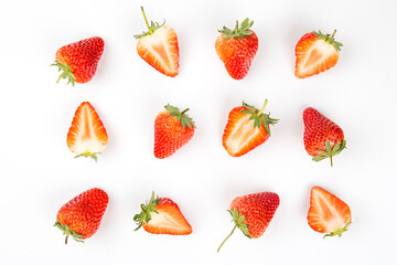 Fresh Strawberries Various Shapes Clean Studio Photography
