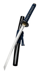 Traditional Japanese Samurai Katana Sword isolated on white background