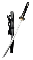 Traditional Japanese Samurai Katana Sword isolated on white background