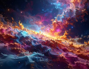 An abstract and colorful depiction of a cosmic nebula