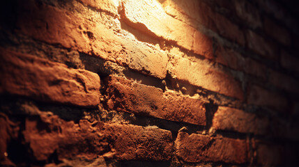 Fototapeta premium patina. Close-up of weathered red brick wall, warm tones and natural texture evoking rustic charm and history. real-estate listings.