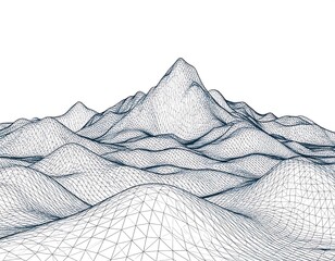 Abstract wireframe depiction of mountain range with varied peaks