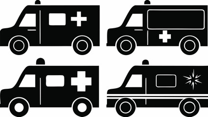 Emergency response ambulances, a modern and clean symbol of medical care and rapid assistance, scalable vector graphic