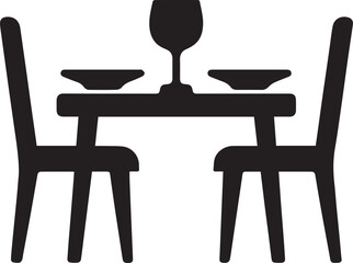 dinner table icon in black and white vector