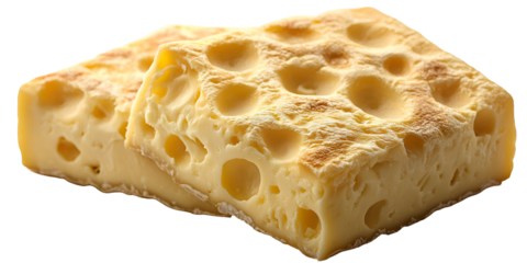 A piece of light beige baked good with spots