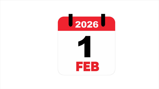 Calendar page displaying february 1st, 2026. Suitable for digital content, blogs, social media posts, and marketing materials for upcoming events.