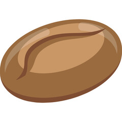 Single Coffee Bean Brown Object Isolated On White Background With Smooth Texture And Defined Crease