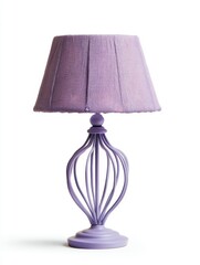 Lavender Purple Metal Table Lamp with Patterned Lampshade