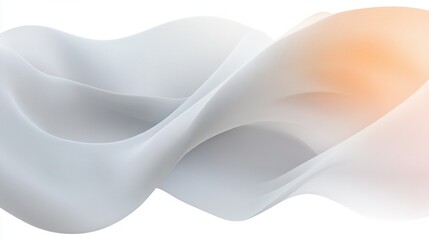 Smooth flowing abstract wave shapes in soft white and light orange hues, creating a calm and elegant visual effect