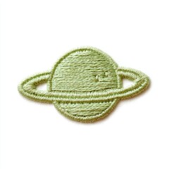 Fototapeta premium Pale Green Embroidered Planet Patch with Rings