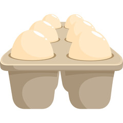 Six Light Brown Eggs Arranged in a Cardboard Carton with a Transparent Background and Soft Lighting Highlighting Their Smooth Texture