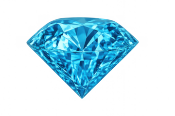 Blue gemstone diamond sparkling, symbolizing luxury, wealth, beauty, and engagement, on transparent background