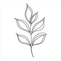 Minimal Leaf Branch One Line Art | Botanical Continuous Line Drawing Vector