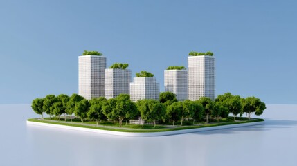 Fototapeta premium Modern Urban Landscape with Green Roofs and Sustainable Architecture in a Vibrant City Environment