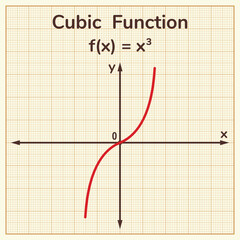 The graph of a cubic function. Education. Science. School. Vector illustration.
