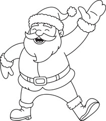 Hand-Drawn Santa Claus Black and White Line Art Illustration