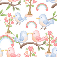 Naklejka premium world kindness day seamless watercolor pattern of hearts and love