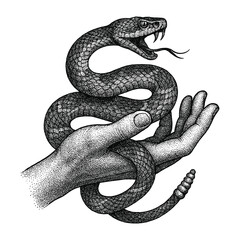 Obraz premium Flat vector illustration of coiled snake, modern wildlife animal design