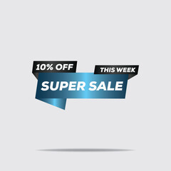 3D Origami Paper Super Sale Banner – 10% Off Minimalist Modern Design