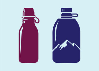 Alpinist Vacuum Flask Icon. Color Stencil Design. Vector Illustration