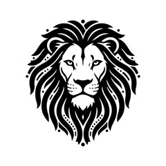 Vector art of lion head in black and white, in graphic style