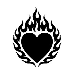 Vector art of heart on fire, symbol of burning love