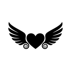 Vector art of heart with wings vector illustration