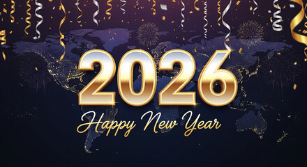 Celebrate 2026 with global fireworks, confetti, and a prosperous new year message