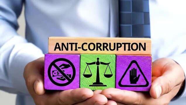 ANTI-CORRUPTION. Concept of anti corruption activities that oppose or inhibit corruption. International anti-corruption - Powered by Adobe