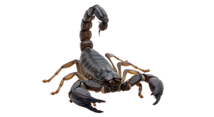 Scorpion with detailed claws and tail on white background  