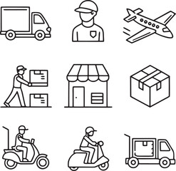 transportation icons set