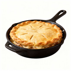 Chicken pot pie isolated on white background, a comforting and savory dish