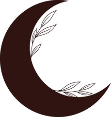 Mystical crescent moon with delicate botanical elements for enchanting designs vector