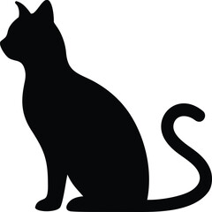 Black cat sitting silhouette