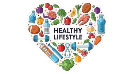 Heart-shaped Collage of Healthy Lifestyle Elements