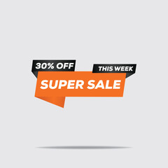 Super Sale 30% Off Ribbon Banner – Modern Minimalist Orange Design