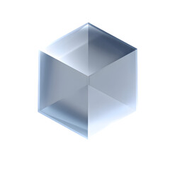 Transparent Glass Cube on Transparent Background Modern Minimalist Design